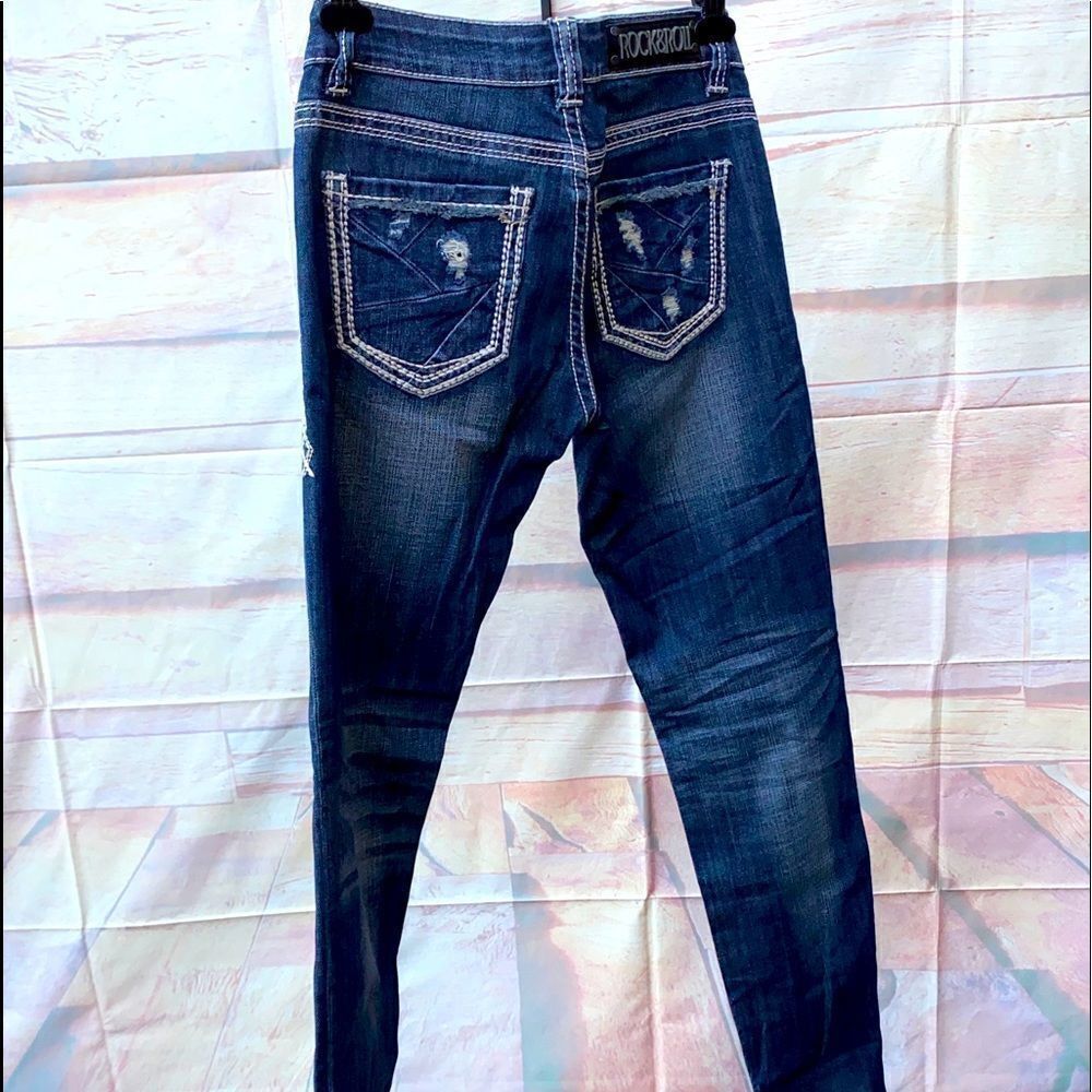 Woman’s Rock & Roll Jeans Sz 26x34 With Zippered Lower Legs Skinny Fit